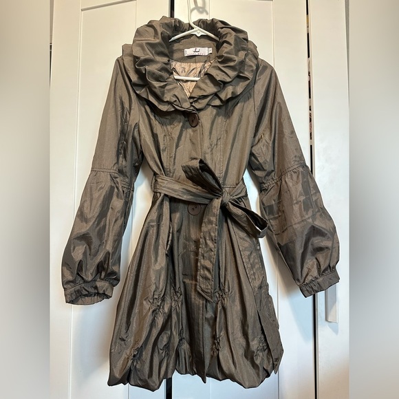 Earth Tone Cotton Blend Trench Coat with Relaxed Fit - Picture 1 of 14